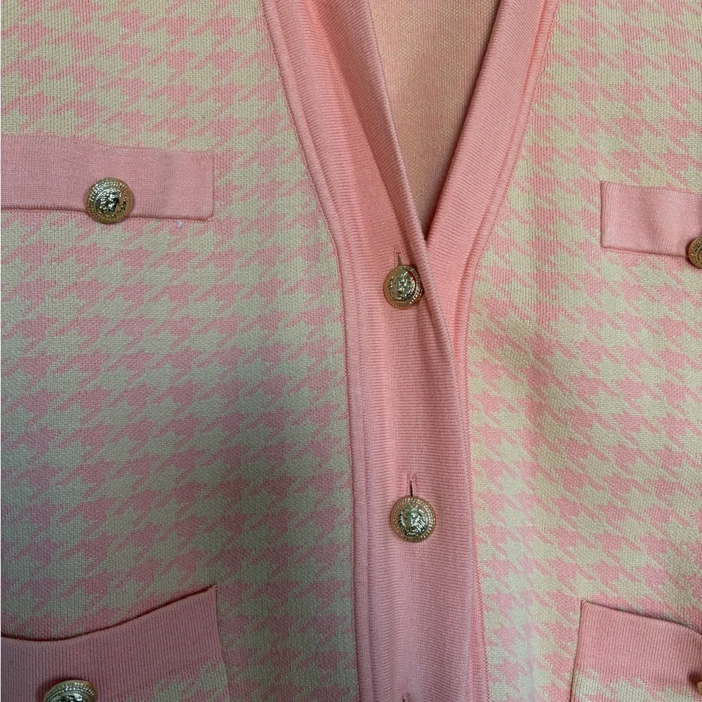 Sandro Women's Pink and Cream Cardigan - Picture 2 of 8